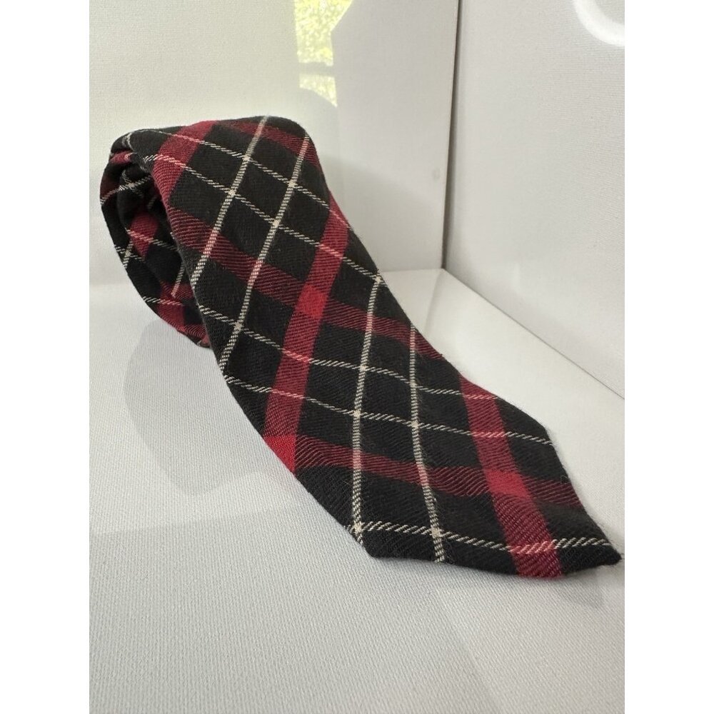 Vintage Polo By Ralph Lauren Red Plaid Handmade Cotton USA Tie NOS